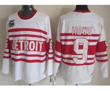 Detroit Red Wings #9 Gordie Howe White 75TH Throwback CCM Jersey