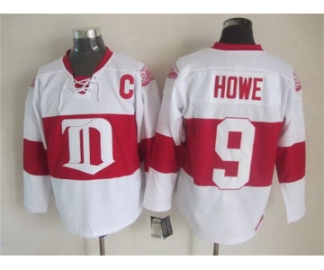 Men's Detroit Red Wings #9 Gordie Howe 2008-09 White CCM Vintage Throwback Jersey