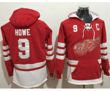 Red Wings #9 Gordie Howe Red Name & Number Pullover NHL Hoodie