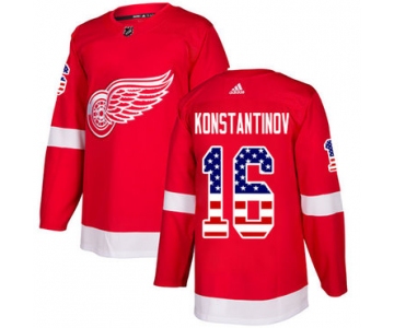 Adidas Red Wings #16 Vladimir Konstantinov Red Home Authentic USA Flag Stitched NHL Jersey