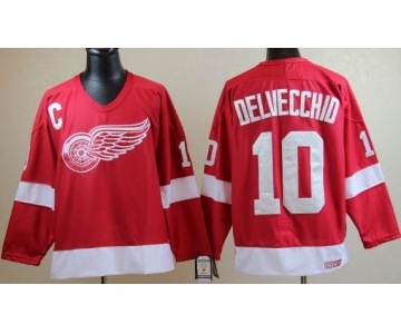 Detroit Red Wings #10 Alex Delvecchio Red Throwback CCM Jersey