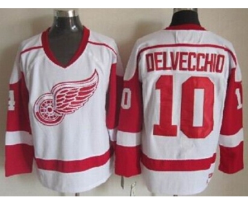Detroit Red Wings #10 Alex Delvecchio White Throwback CCM Jersey
