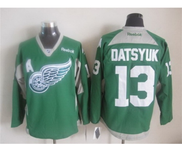 Detroit Red Wings #13 Pavel Datsyuk 2014 Training Green Jersey