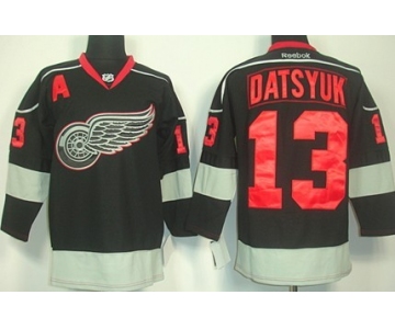 Detroit Red Wings #13 Pavel Datsyuk Black Ice Jersey