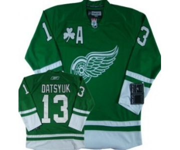 Detroit Red Wings #13 Pavel Datsyuk St. Patrick's Day Green Jersey