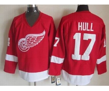 Detroit Red Wings #17 Brett Hull Red Throwback CCM Jersey