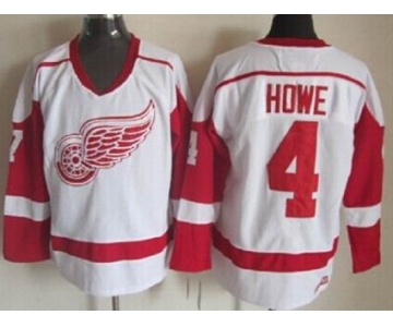 Detroit Red Wings #4 Syd Howe White Throwback CCM Jersey