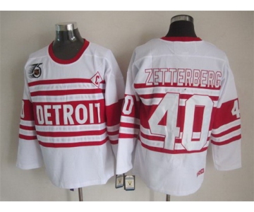 Detroit Red Wings #40 Henrik Zetterberg White 75TH Throwback CCM Jersey