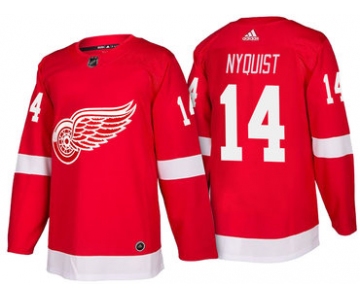 Men's Detroit Red Wings #14 Gustav Nyquist Red Home 2017-2018 adidas Hockey Stitched NHL Jersey