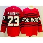Men's Detroit Red Wings #23 Lucas Raymond Red 2022-23 Reverse Retro Stitched Jersey