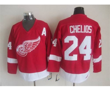 Men's Detroit Red Wings #24 Chris Chelios Red CCM Vintage Throwback Jersey