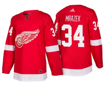 Men's Detroit Red Wings #34 Petr Mrazek Red Home 2017-2018 adidas Hockey Stitched NHL Jersey