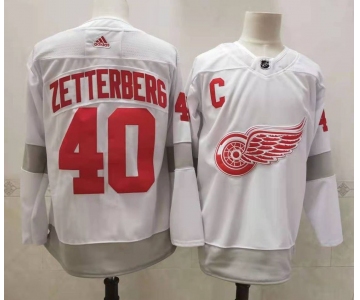 Men's Detroit Red Wings #40 Henrik Zetterberg White Adidas 2020-21 Alternate Authentic Player NHL Jersey