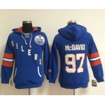 Edmonton Oilers #97 Connor McDavid Light Blue Women's Old Time Heidi NHL Hoodie