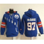 Edmonton Oilers #97 Connor McDavid Light Blue Women's Old Time Heidi NHL Hoodie