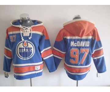 Men's Edmonton Oilers #97 Connor McDavid Old Time Hockey Royal Blue Hoodie