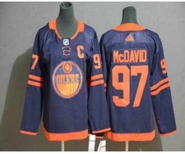 Youth Edmonton Oilers #97 Connor McDavid Navy Blue 50th Anniversary Adidas Stitched NHL Jersey