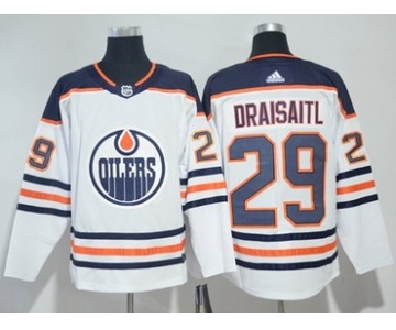 Adidas Oilers #29 Leon Draisaitl White Road Authentic Stitched NHL Jersey