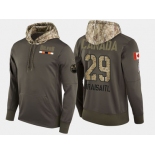 Nike Edmonton Oilers 29 Leon Draisaitl Olive Salute To Service Pullover Hoodie