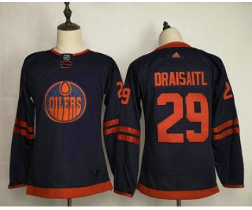 Youth Edmonton Oilers #29 Leon Draisaitl Navy Blue 50th Anniversary Adidas Stitched NHL Jersey