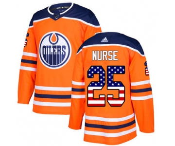 Adidas Edmonton Oilers #25 Darnell Nurse Orange Home Authentic USA Flag Stitched NHL Jersey