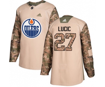 Adidas Edmonton Oilers #27 Milan Lucic Camo Authentic 2017 Veterans Day Stitched NHL Jersey