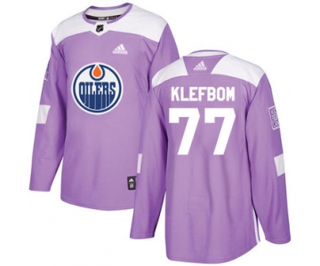 Adidas Edmonton Oilers #77 Oscar Klefbom Purple Authentic Fights Cancer Stitched NHL Jersey