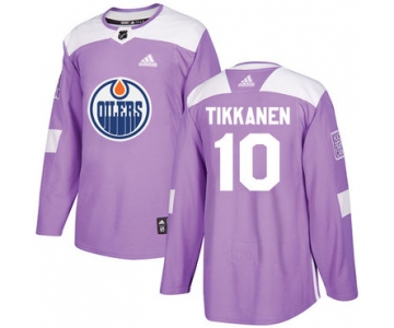 Adidas Oilers #10 Esa Tikkanen Purple Authentic Fights Cancer Stitched NHL Jersey