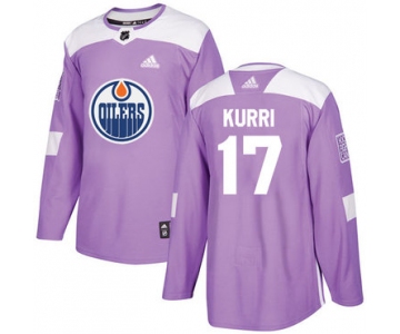 Adidas Oilers #17 Jari Kurri Purple Authentic Fights Cancer Stitched NHL Jersey