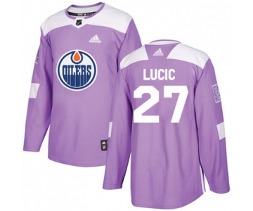 Adidas Oilers #27 Milan Lucic Purple Authentic Fights Cancer Stitched NHL Jersey