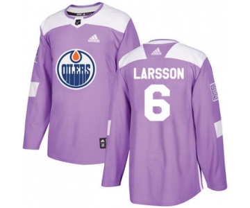 Adidas Oilers #6 Adam Larsson Purple Authentic Fights Cancer Stitched NHL Jersey