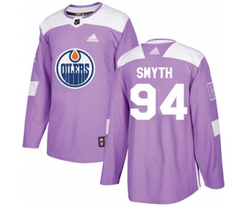 Adidas Oilers #94 Ryan Smyth Purple Authentic Fights Cancer Stitched NHL Jersey