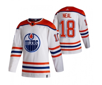 Edmonton Oilers #18 James Neal White Men's Adidas 2020-21 Reverse Retro Alternate NHL Jersey