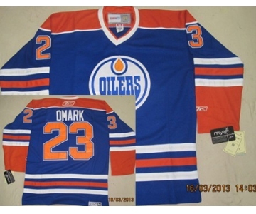 Edmonton Oilers #23 Linus Omark Royal Blue Throwback CCM Jersey