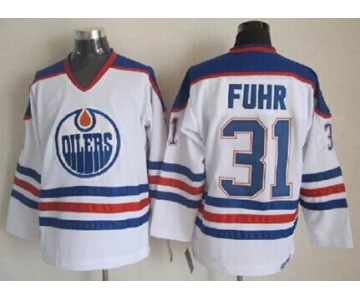 Edmonton Oilers #31 Grant Fuhr White Throwback CCM Jersey