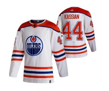 Edmonton Oilers #44 Zack Kassian White Men's Adidas 2020-21 Reverse Retro Alternate NHL Jersey