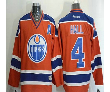 Men's Edmonton Oilers #4 Taylor Hall 2015 Orange Jersey