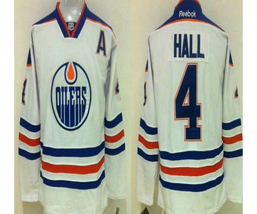 Men's Edmonton Oilers #4 Taylor Hall Reebok White Away Premier Jersey