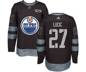 Oilers #27 Milan Lucic Black 1917-2017 100th Anniversary Stitched NHL Jersey