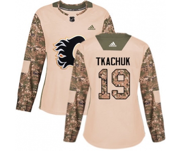 Adidas Calgary Flames #19 Matthew Tkachuk Camo Authentic 2017 Veterans Day Women's Stitched NHL Jersey