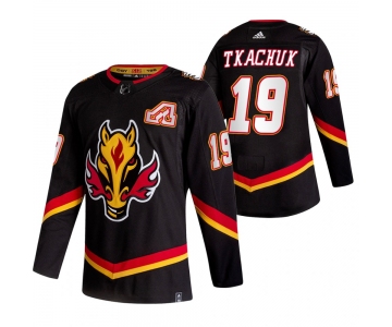 Calgary Flames #19 Matthew Tkachuk Black Men's Adidas 2020-21 Reverse Retro Alternate NHL Jersey