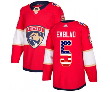 Adidas Florida Panthers #5 Aaron Ekblad Red Home Authentic USA Flag Stitched Youth NHL Jersey