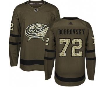 Adidas Blue Jackets #72 Sergei Bobrovsky Green Salute to Service Stitched Youth NHL Jersey