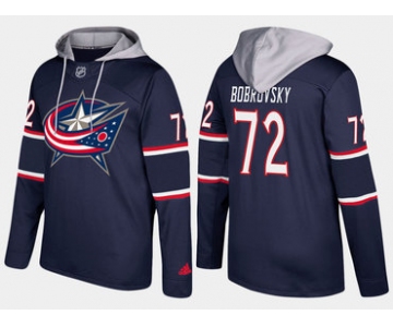 Adidas Columbus Blue Jackets 72 Sergei Bobrovsky Name And Number Navy Hoodie