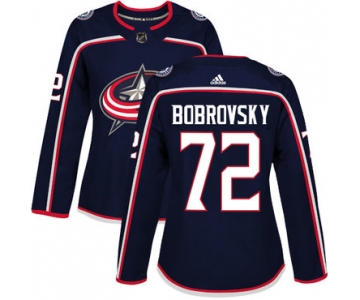 Adidas Columbus Blue Jackets #72 Sergei Bobrovsky Navy Blue Home Authentic Women's Stitched NHL Jersey