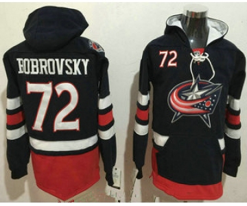 Men's Columbus Blue Jackets #72 Sergei Bobrovsky NEW Navy Blue Home Stitched NHL Old Tim Hockey Hoodie