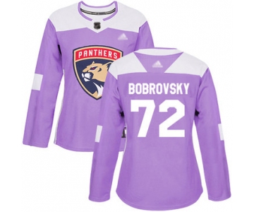 Panthers #72 Sergei Bobrovsky Purple Authentic Fights Cancer Women's Stitched Hockey Jersey