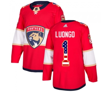 Adidas Panthers #1 Roberto Luongo Red Home Authentic USA Flag Stitched NHL Jersey