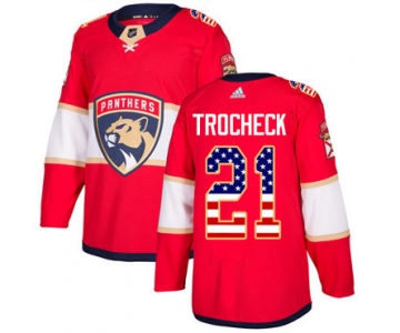 Adidas Panthers #21 Vincent Trocheck Red Home Authentic USA Flag Stitched NHL Jersey
