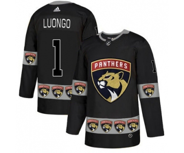 Men's Florida Panthers #1 Roberto Luongo Black Team Logos Fashion Adidas Jersey